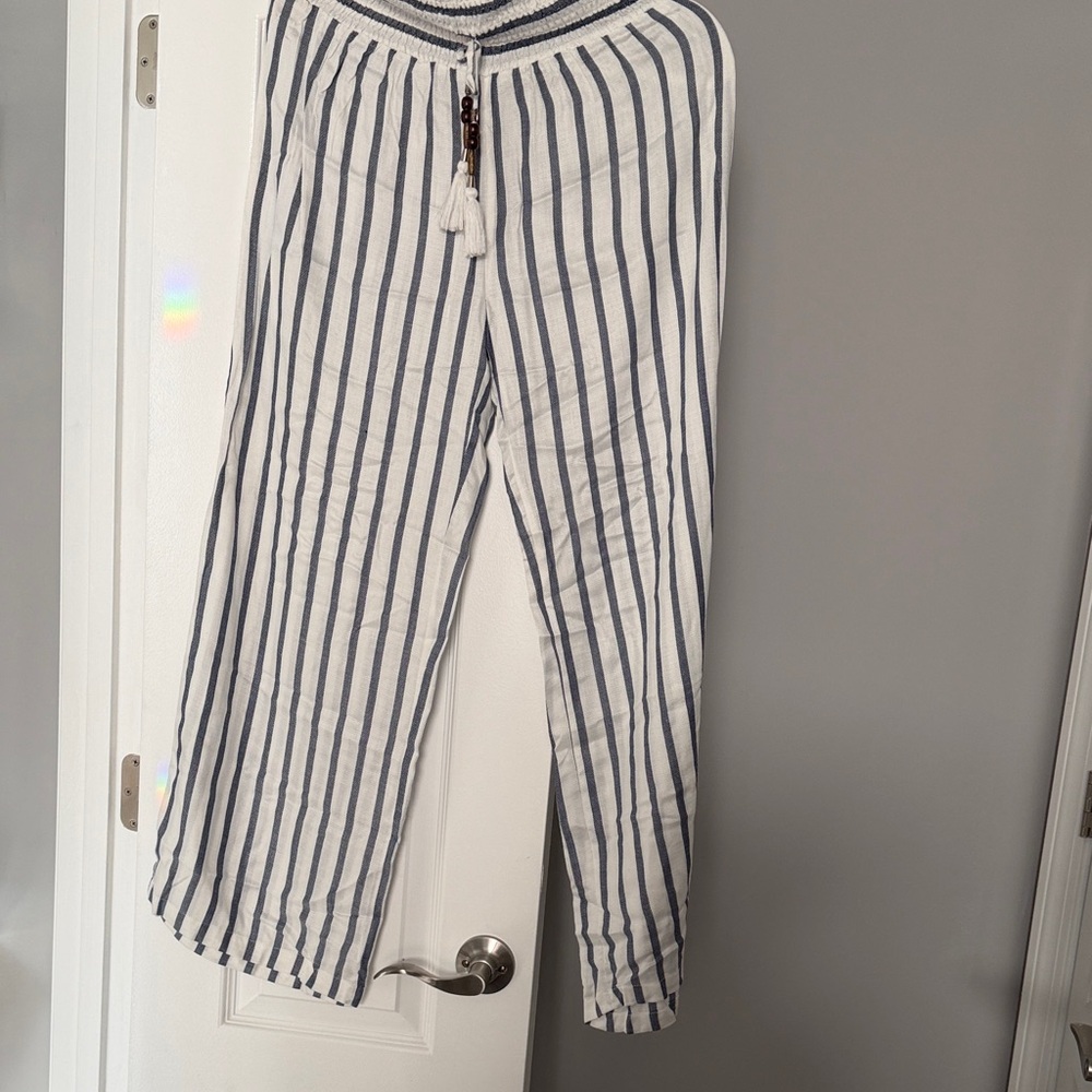Striped White and Blue Pants